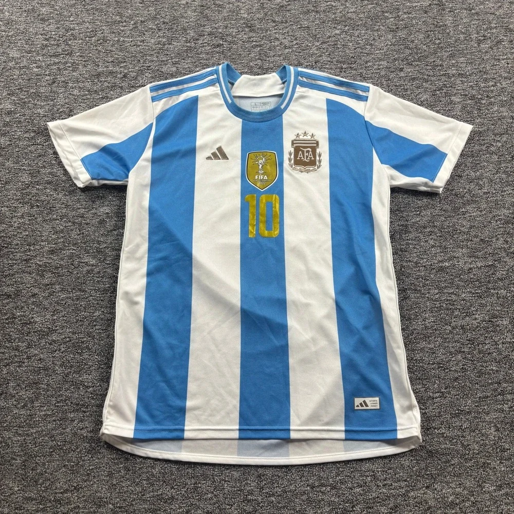 Adidas Messi 2022 World Cup Champions Soccer Argentina Jersey‎ Blue/White Large